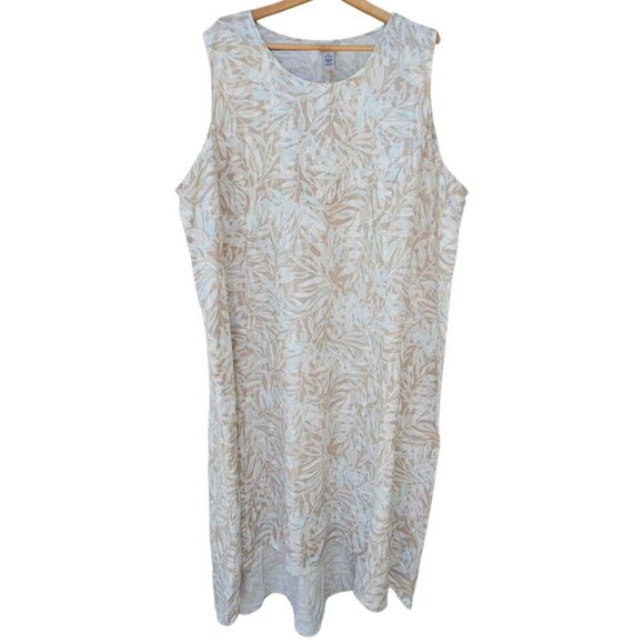 CATHERINES Maxi Dress Linen Blend Sleeveless Size 4X Plus Tank Lagenlook Cottage - Picture 1 of 6